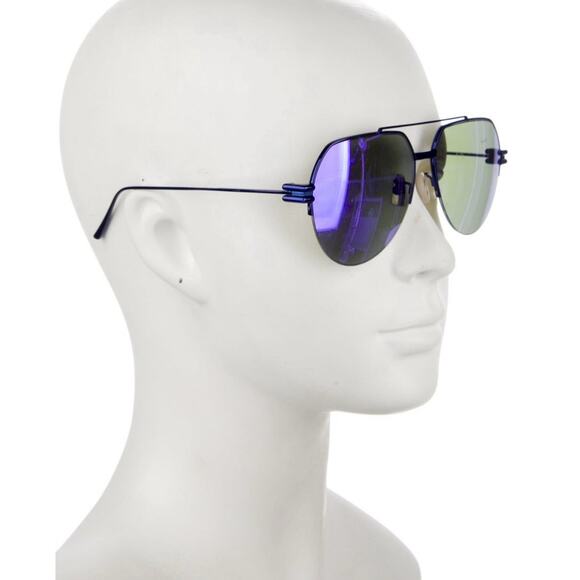 BOTTEGA VENETA BV1046S 008 59mm Matte Blue Square Aviator Sunglasses Italy - Picture 2 of 5